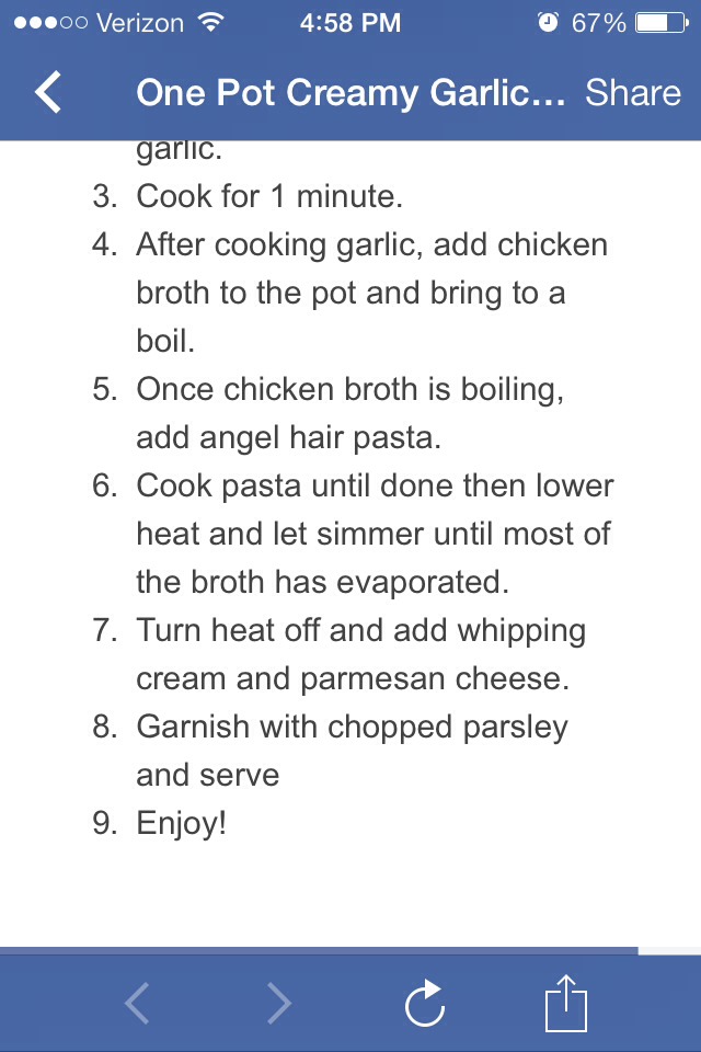 1 Pot Creamy Garlic Pasta