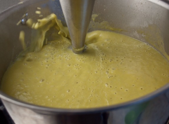 Purée the soup with a hand held immersion blender until smooth and creamy. Alternatively, you can blend the soup in batches in a blender.