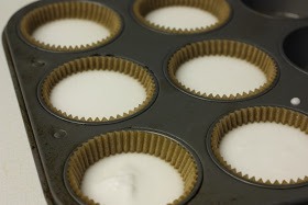 4) Spoon in to a muffin tin, and let sit out for 12-18 hours.  You can also bake these, but I just left them out overnight. 

5) Pop these suckers out of the paper liner, plop it in your shower, and let the essential oils steam away your stuffy nose. Put them anywhere on the floor of the shower. 