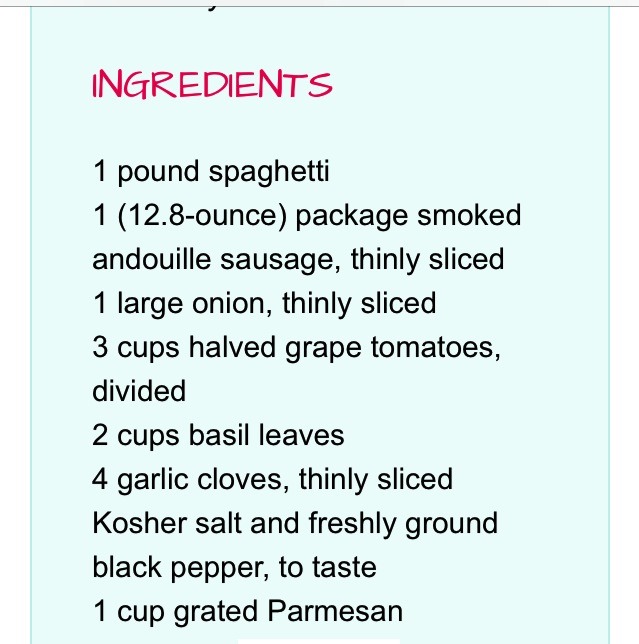 One Pot Pasta...