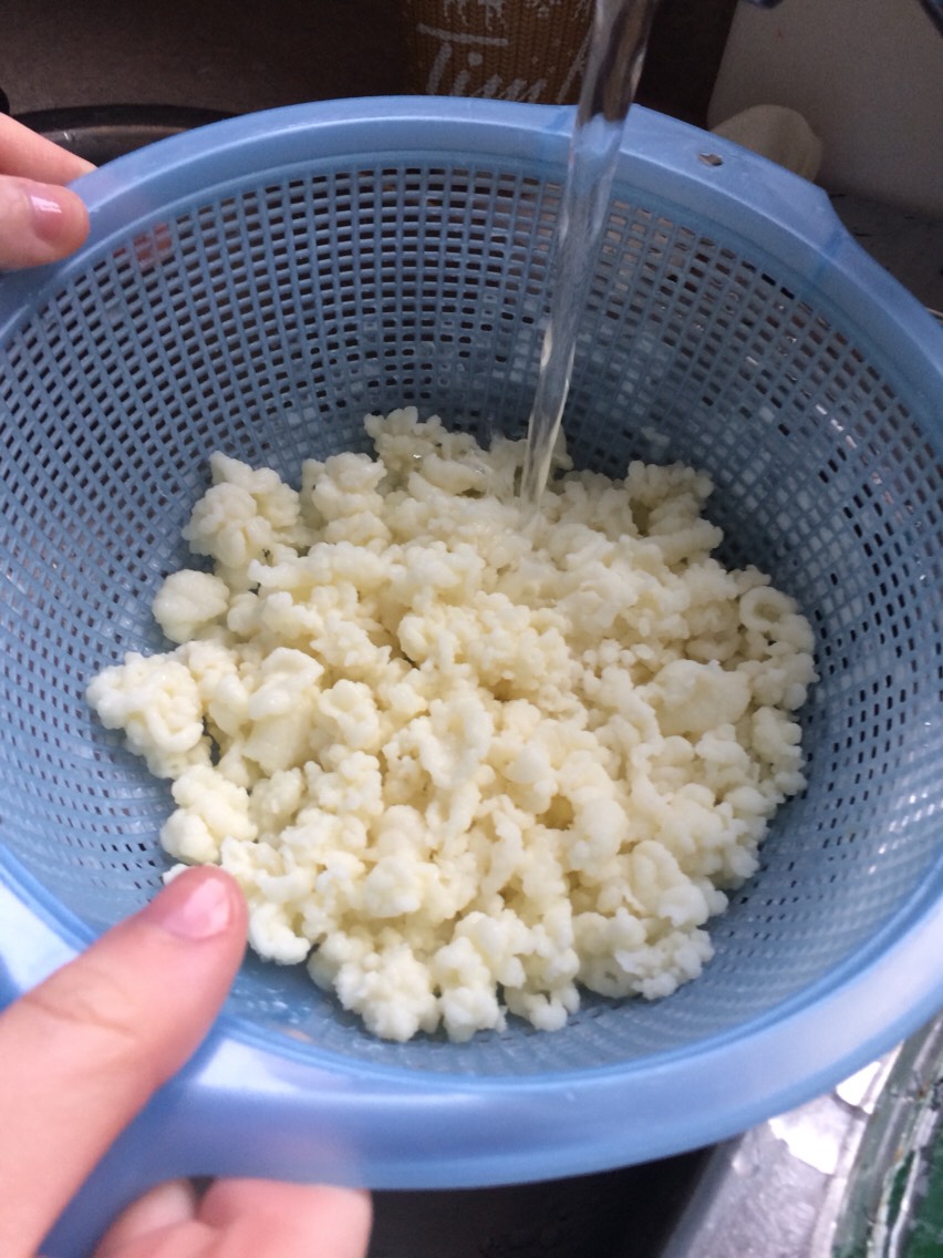 Step 7: Once you're done straining the mushrooms you need to rinse them in the sink. (Use warm water as the cold will contain more chlorine in it while warm water won't contain as much)