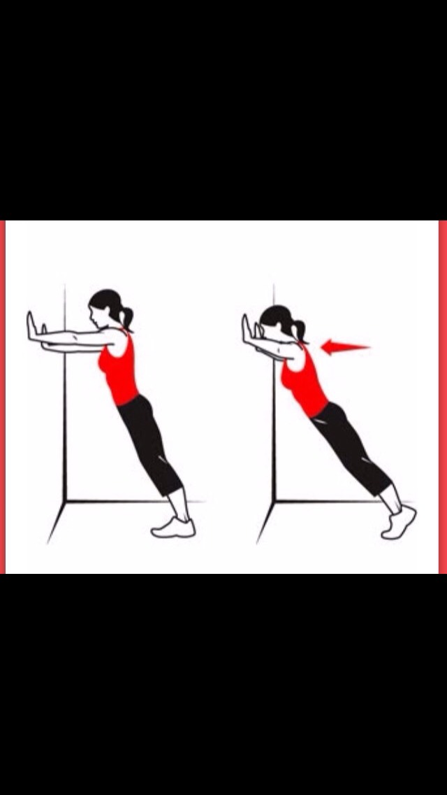 Two sets of ten push-ups. On the wall or floor but REAL push-ups. No "girl"(knees) push-ups. 