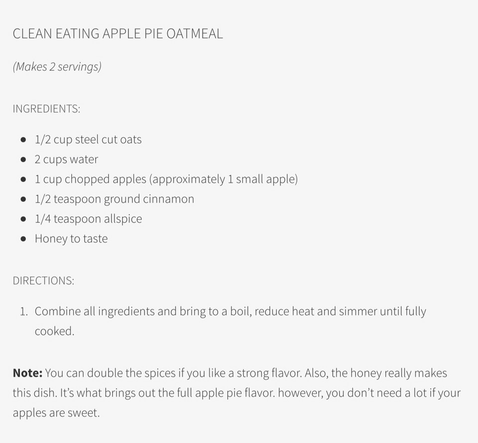 Clean Eating Apple Pie Oatmeal