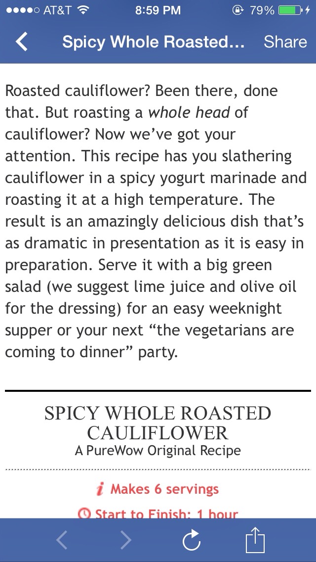 Roasted Cauliflower!!! 🍢
