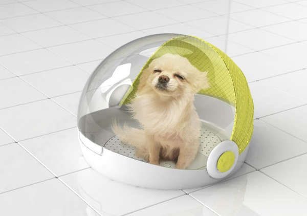 15. Modern Dog Glass Suit Dryer Fan
Check out this cool, futuristic Jetson dryer suit for your pet!