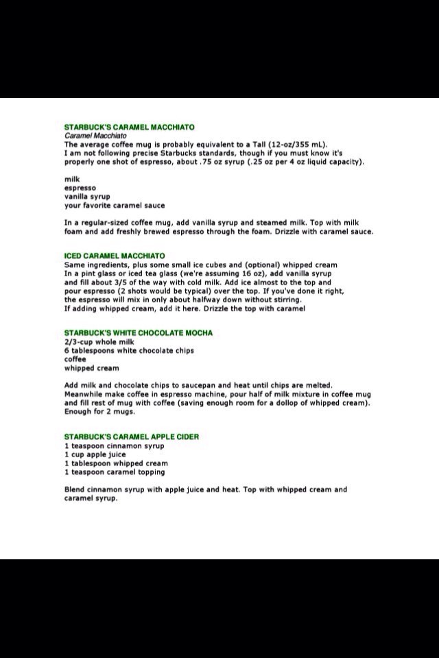 ALL STARBUCKS RECIPES😃😃. Don't Forget To Like👍