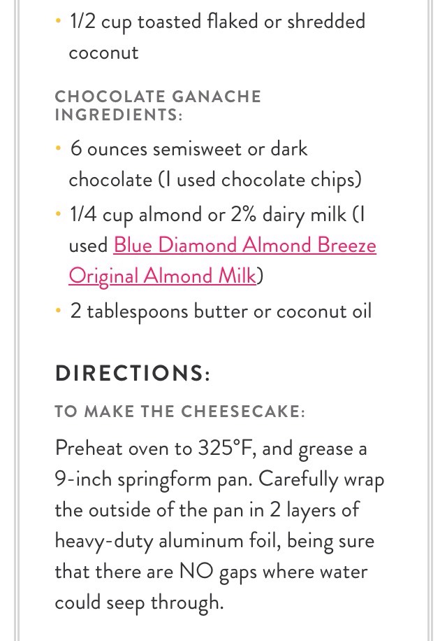 Delicious Chocolate Almond & Coconut Cheesecake 