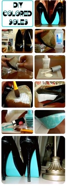 7. Use nail polish to color the soles of your shoes.