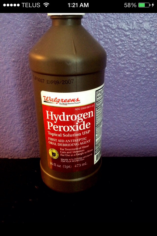 Last! Take a cap full of the hydrogen peroxide and hold it in your mouth for 5 minets and yes it will foam up thats normal