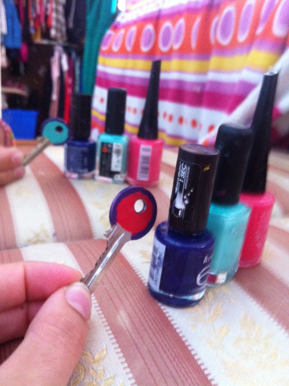 Use nail polish to identify different keys and make them look cool too!