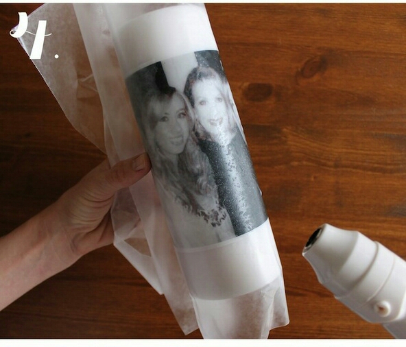 Step 4: Apply heat to the image using your embossing heat gun. (If you use a hairdryer for this process, use a diffuser attachment or wear gloves to protect your skin from the heat.) Continue applying heat to the image until you see the ink coming through (it becomes darker and clearer).