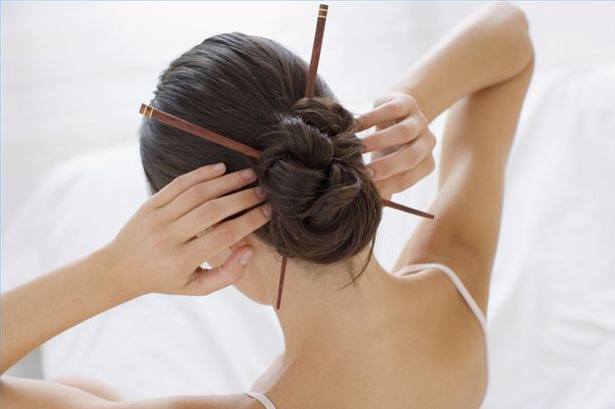 4. Chopsticks into the hair

It might take some time until you get used to it, but after that it will be very quick and easy.