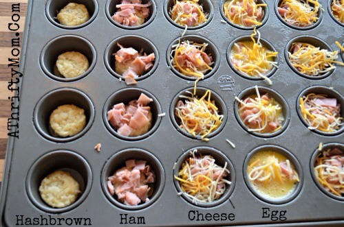 Te four ingredients they use ham cheese egg and hash browns