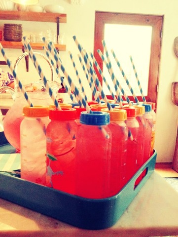 Reusable bottles! - serve guest lemonade or any other beverage, rinse and reuse for the baby!