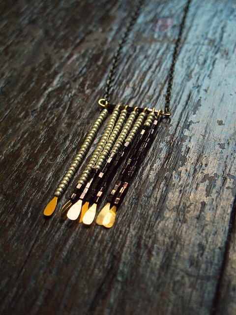 The Beaded Fringe Necklace

Full instructions here:
http://blog.a-common-thread.com/post/41608247639/how-to-make-a-necklace-diy-beaded-fringe-necklace