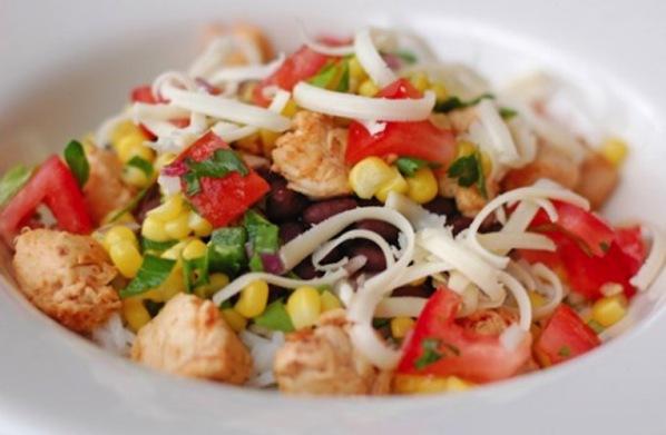 #10 Chipotle Burrito Bowl

As with chipotle, you can add in whatever toppings you like. We went with marinated chicken, cilantro, white rice, baked beans and fresh salsa! Top it all with graded cheese.