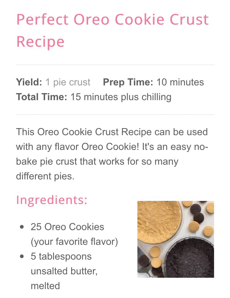 The Perfect Oreo Cookie Crust Recipe.