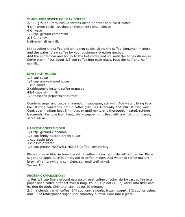 Starbucks Drink Recipes