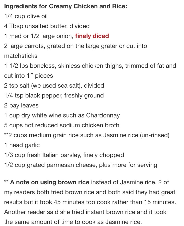Creamy Chicken And Rice 