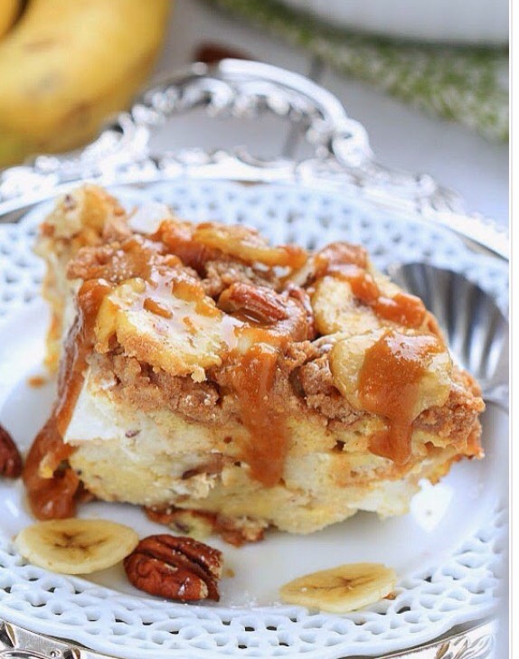 Banana pecan streusel French toast bake
