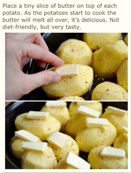 Potatoes Baked In Chicken Broth, Garlic And Butter
