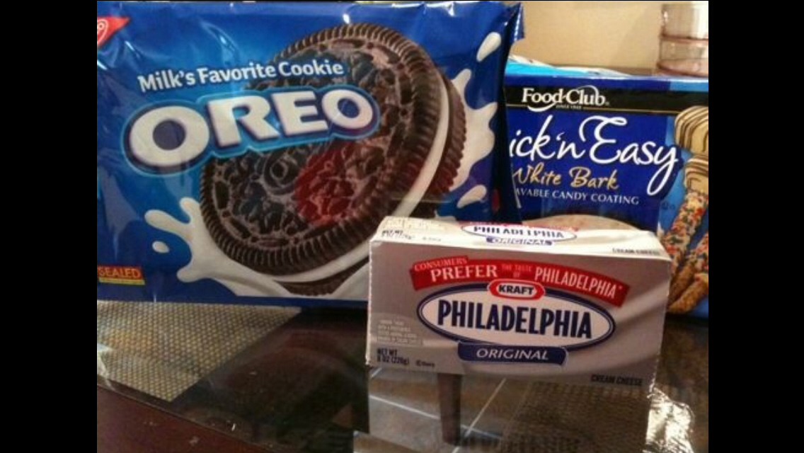 Ingredients-
300 grams of Oreo cookies 
150 grams of cream cheese
450 grams of white chocolate