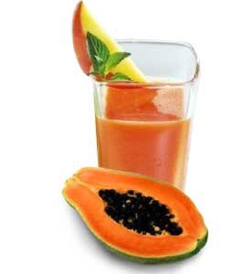 Papaya, ripe papaya has many Beta Carotene which is an Antioxidant that brings the benefit in the way of beauty such as reduce wrinkle, brighten skin, and protect your skin from Ultra-Violet.