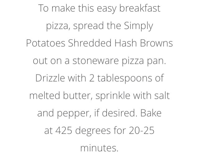 Breakfast pizza with hash brown crust