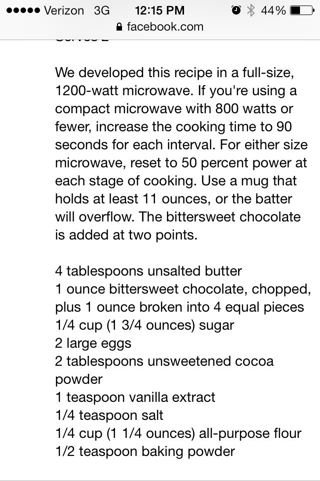 Quick Chocolate Lava Cake For 1