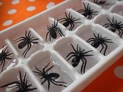 Add toy spiders to your ice tray ad let the creepy spiders melt and float into your drink 😱