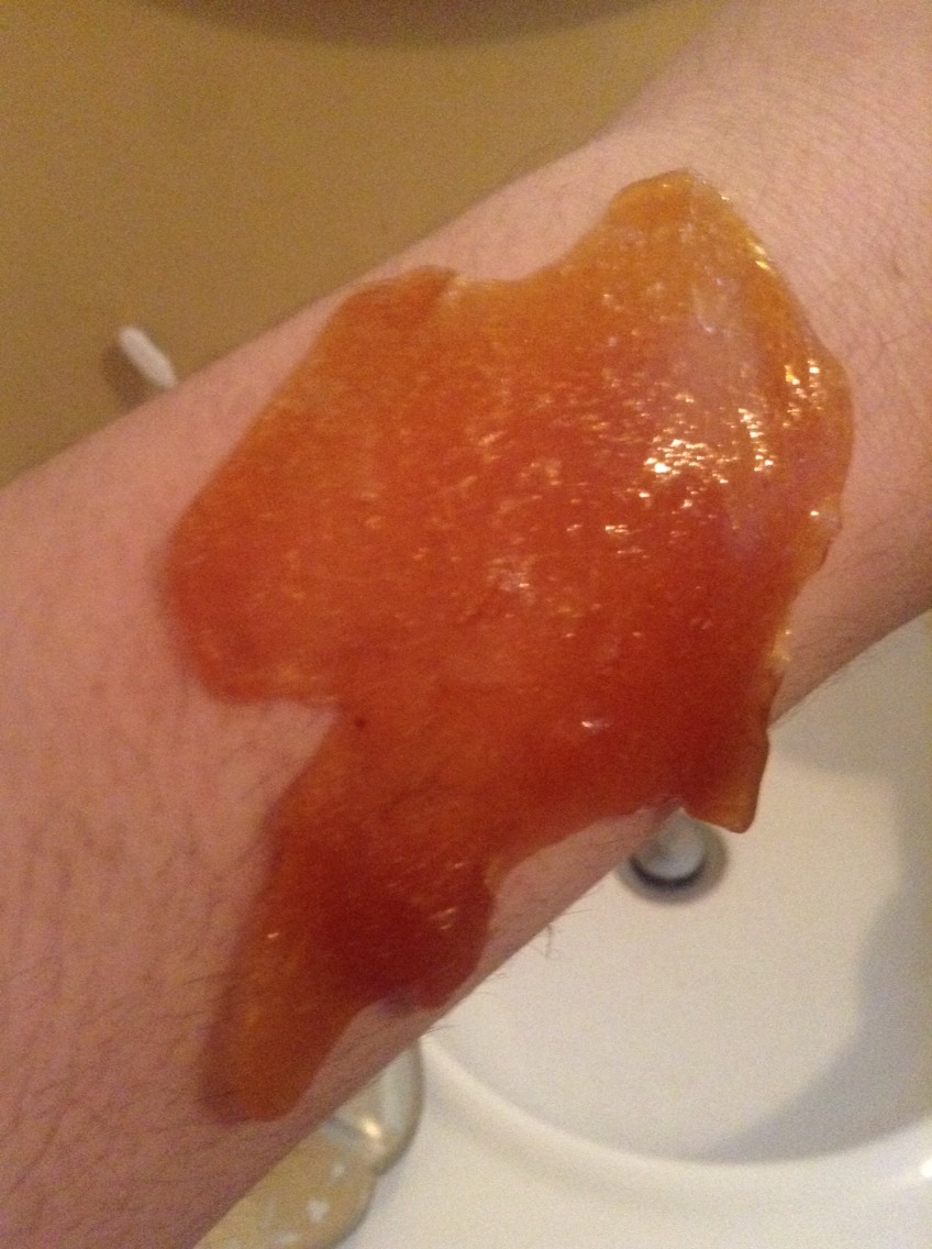 Here is the wax on my hairy arm