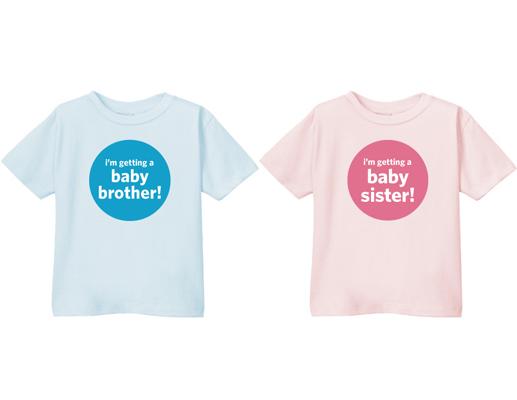 Get Big Bro or Big Sis In On the Action

If you have an older child, let him (or her!) announce baby's gender by wearing a shirt that says, "I'm getting a baby brother!" or "I'm getting a baby sister!"