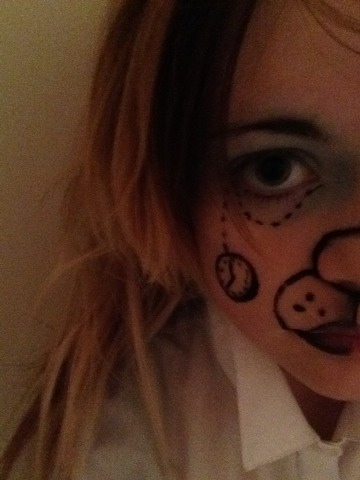 Alice In Wonderland: White Rabbit Half Face Face Paint.