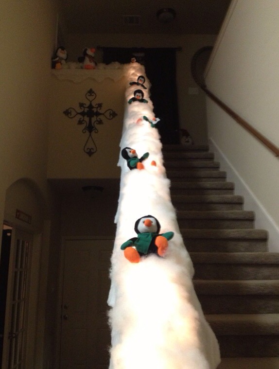 Turn your banister into a penguin slide! how creative :)