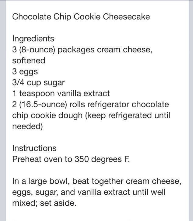 Chocolate Chip Cookie Cheesecake 