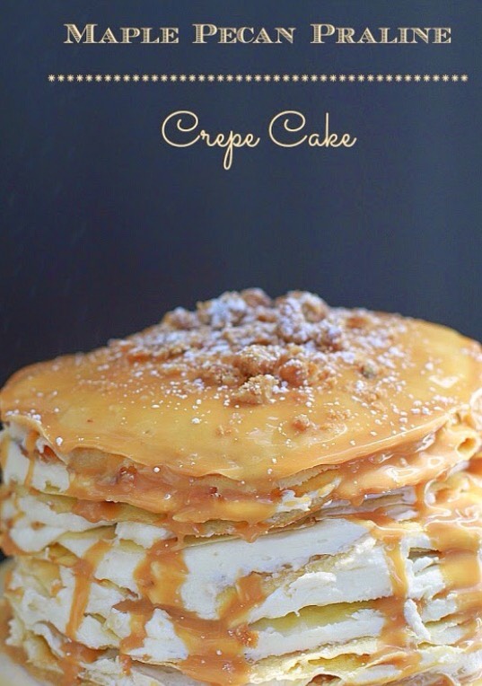 Maple pecan praline crepe cake