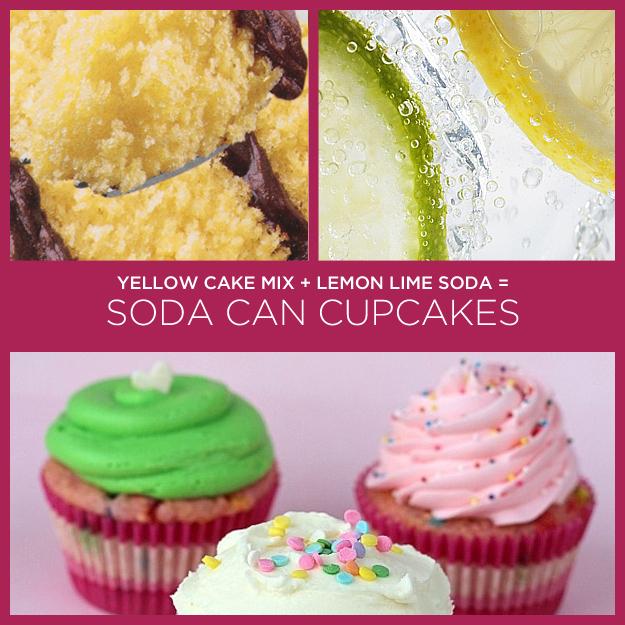 11. Yellow Cake Mix + Lemon Lime Soda = Soda Can Cupcakes