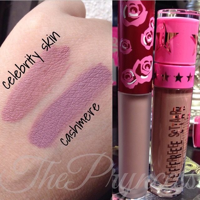 Jeffree Star Cosmetics' liquid lipstick in Celebrity Skin is more of a dusty rose color but still very similar. This range of liquid lipsticks has been said to last way longer than the Velvetines and smell/apply better so I would recommend this shade over Cashmere just for those reasons!