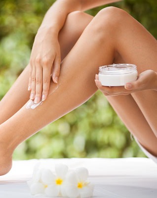 Massage 
Massage legs with healing oils or lotions with healing ingredients like aloe vera to increase circulation, keep skin moisturized and healthy. 