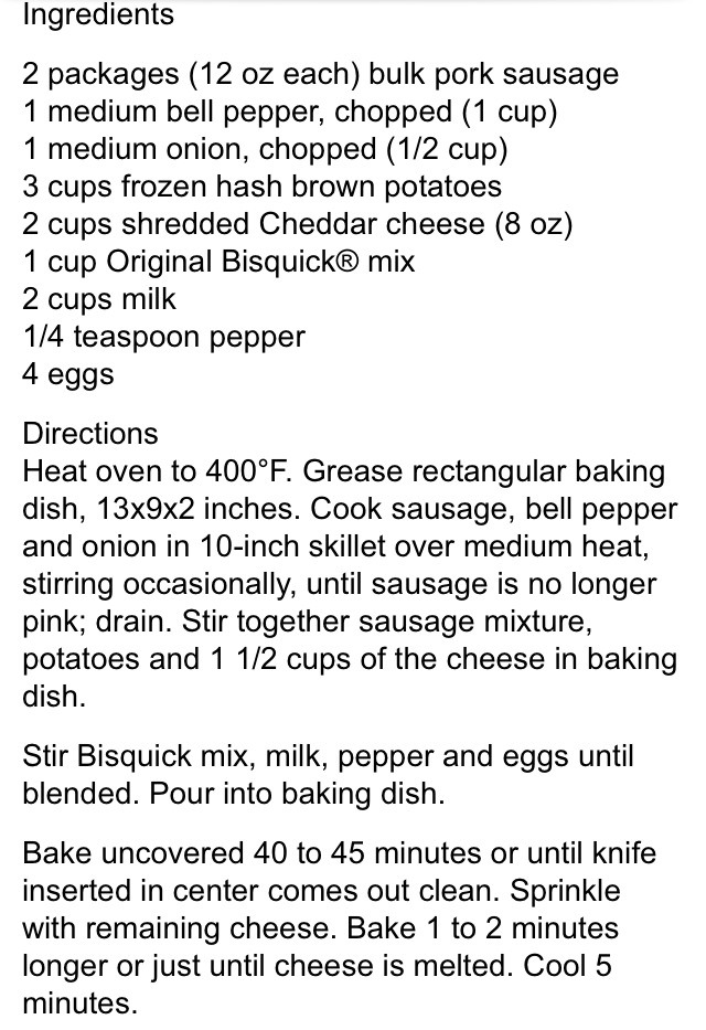 Breakfast Sausage Casserole Bake