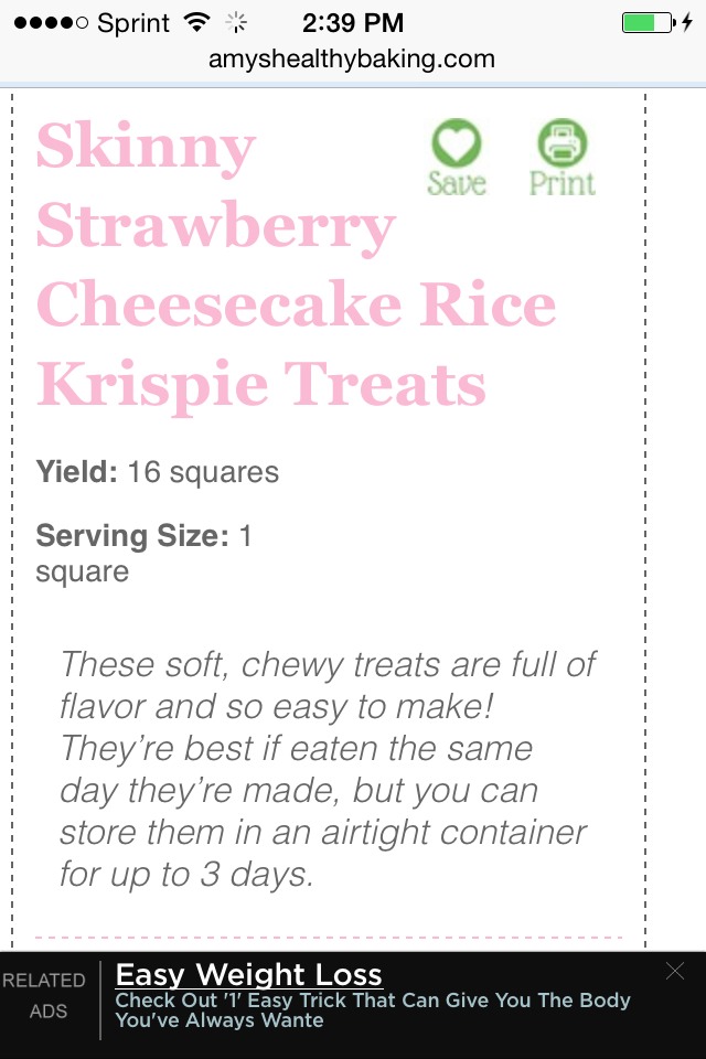 Skinny Strawberry Cheesecake Rice Krispie Treats