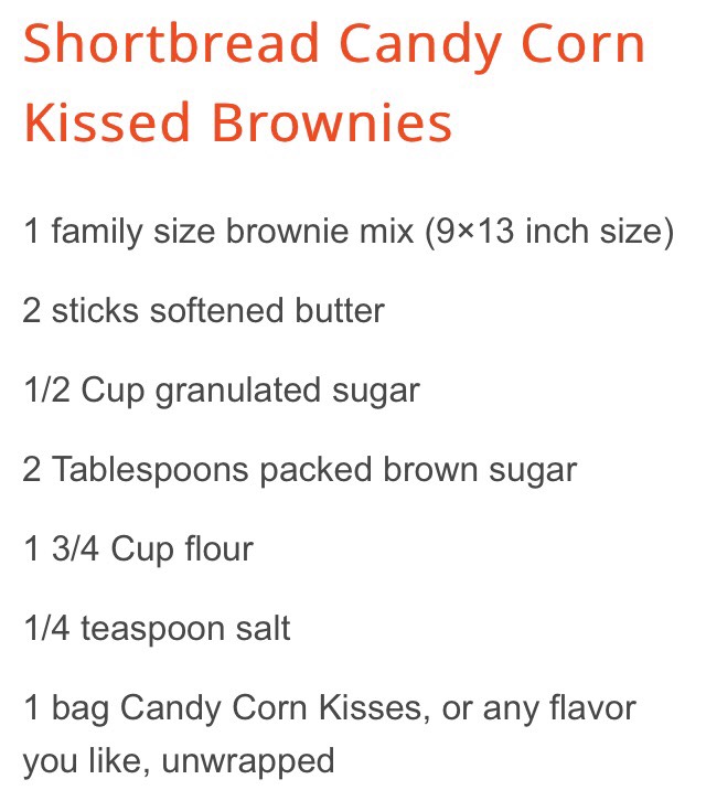 Shortbread Candy Corn Kissed Brownies 