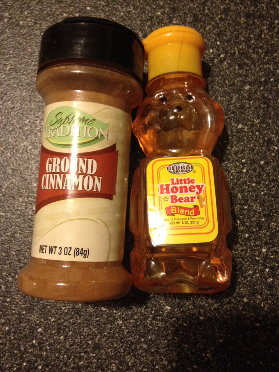 Just have a little bowl. 

(A side tip-  If your honey isn't runny, warm it in the microwave for 20 seconds.)

1 tablespoon of cinnamon 
2 tablespoons of honey 

Mix and leave on face for 15-20 minutes. 
