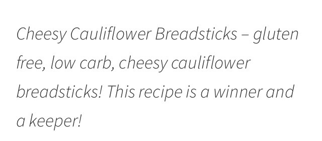 Cauliflower Cheesy Breadsticks. 😛 Gluten Free. 