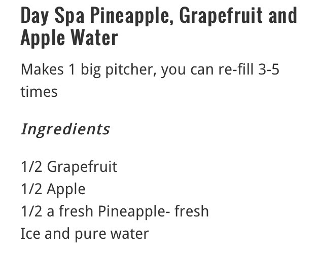 Cut the grapefruit & apple into medium sized slices
Add to a glass juice pitcher.
Cut the pineapple into medium to thin slices about the same size as grapefruit & apple
Add the pineapple squeezing a little if you want it sweeter
Top with 2 cups ice
Top that with water and place in the fridge for 4 h