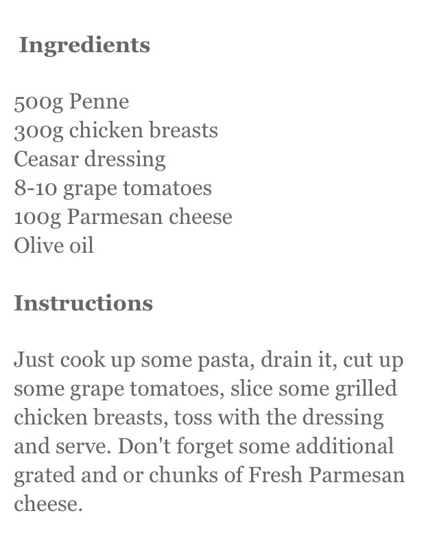 Grilled Chicken Ceasar Pasta Salad. Easy Recipe!