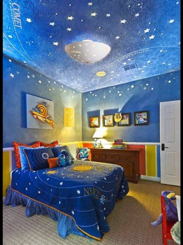 Glow In The Dark Paint Kids Room :) So Cool! 