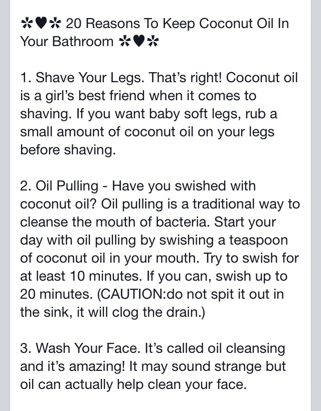 20 Reasons To Keep Coconut Oil In Your Bathroom!!