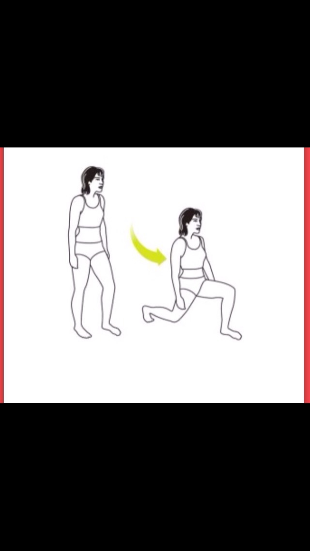 Two sets of ten lunges. Alternate legs. 