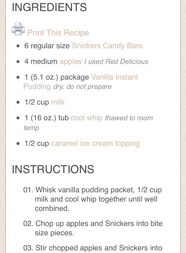 Snicker Caramel Apple Salad
